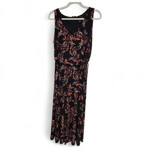 Cynthia Rowley Black Floral Wide Leg Sleeveless Jumpsuit Size M
